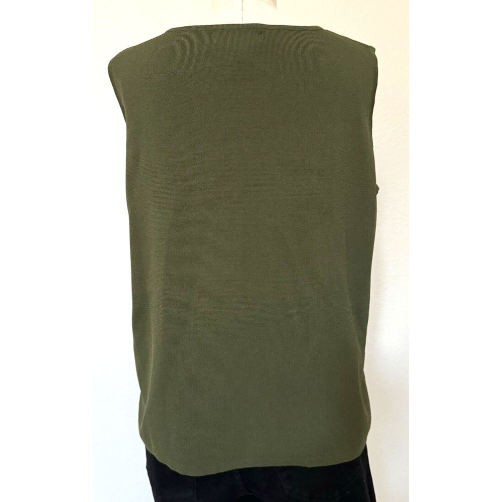 Drapers & Damons Sleeveless Top Women Large Olive Green Scoop Neck‎ Shirt - Picture 3 of 13